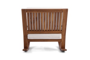 Chaise d'extérieur minimaliste en bois avec siège rembourré pour balcons et jardins modernes – Distribution au détail - Product Image 5