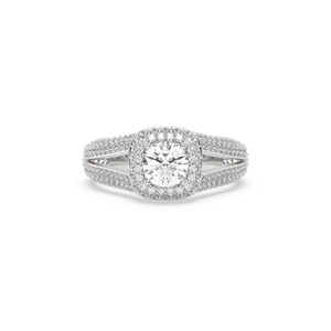 Anillo de Compromiso AJRETAIL con Halo de Diamantes Cultivados en Laboratorio, Corte Brillante, 1.5 Quilates, Oro Blanco, Certificado IGI, Color G, Claridad VS2 - Product Image 1