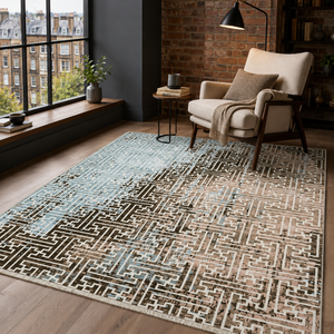 Tapis lavable géométrique en denim Kaleido RW7025 de Rug Weavers, chenille lavable, 10 tailles, vente en gros et dropshipping - Product Image 6