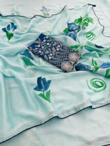 Saree de algodón puro de diseño indio, venta al por mayor, bloque de mano impreso para fiestas de verano, ropa paquistaní - Product Image 3