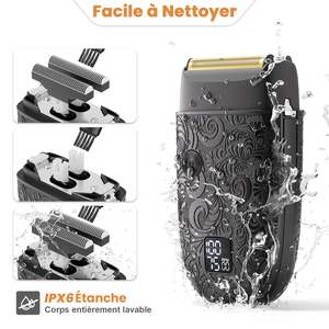Rasoir Électrique Portable Sans Fil pour Hommes IPX7, Triple Lame, Utilisation Humide/Sèche, Rechargeable et Lavable - Product Image 2