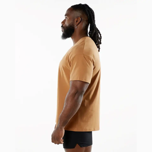 Tissu doux surdimensionné partout imprimé coupe ample épaule tombante été Streetwear mode confortable T-shirt pour hommes - Product Image 3