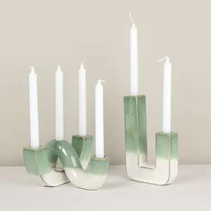 <b>Green</b> White Fancy Glazed Ceramic <b>Candle</b> Holder Tape <b>Candle</b> Stand Candelabra Bone Restaurant and Hotel Wedding Party - Product Image 6