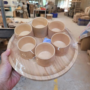 Posavasos de bambú grabado de fabricación/bandeja de servicio de bambú natural con ASA/bandeja de madera de bambú con cuchara cocina hogar - Product Image 1