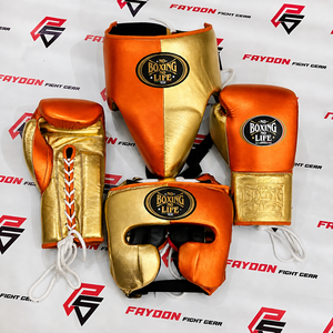 Ensemble de boxe personnalisé avec logo, design tendance, violet et or, pour entraînement, combat et sparring, Muay Thai, Kickboxing - Product Image 3