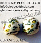 ลูกปัดเซรามิกเพ้นท์มือลูกปัดเซรามิกสีสันสดใสทนทานเหมาะสำหรับเครื่องประดับและงานฝีมือในบ้านลูกปัดเซรามิกใช้จากอินเดีย - Product Image 3