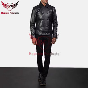 เสื้อเบลเซอร์หนังสีดําสําหรับผู้ชาย 2023 - ฤดูหนาวใหม่สไตล์ลําลองแจ็คเก็ตหนังแกะแท้เสื้อเบลเซอร์หนังผู้ชายแจ็คเก็ตหนังสีดํา - Product Image 6