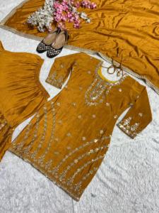 Costumes de palazzo avec broderie élégante et paillettes pour les fêtes, tenues de fête parfaites pour les mariages et les célébrations - Product Image 6