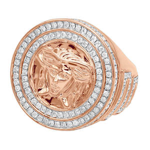 S925 plata esterlina Hip Hop joyería Medusa corte redondo Moissanite diamante fiesta desgaste anillo para hombres - Product Image 1