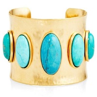 Bracelet manchette tendance pour femme en laiton antique plaqué, design écologique avec pierre en résine