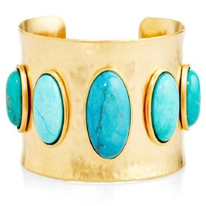 Brazalete de moda para mujer Chapado en latón antiguo Diseño de pulsera con piedra - Product Image 1