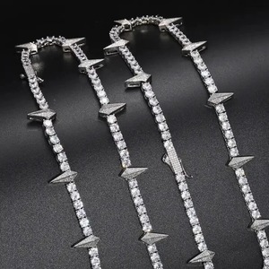 Entièrement glacé Moissanite diamant Tennis chaîne Punk collier ras du cou et Bracelet Hip Hop bijoux personnalisé bijoux cadeau pour hommes - Product Image 3
