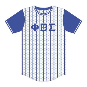 Phi Beta Sigma blanco a rayas pulóver béisbol Jersey 100% malla de poliéster fraternidad griega ropa camiseta con bordado - Product Image 2