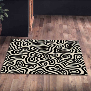 Alfombra Moderna Abstracta en Blanco y Negro para Decoración del Hogar, con Pelo Suave - Product Image 1