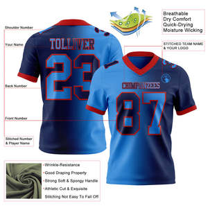 Maillot de football américain à manches courtes, imprimé numériquement, respirant, anti-humidité, protection UV, pour adultes, équipes, clubs, entraînement et matchs - Product Image 6