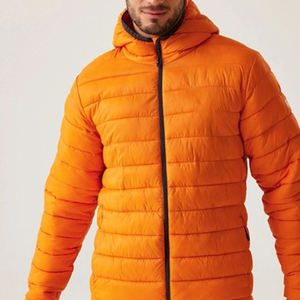 Chaqueta acolchada informal con logotipo personalizado para hombre, prendas de vestir gruesas y cálidas para exteriores con cuello levantado y cremallera para otoño, servicio OEM disponible - Product Image 1