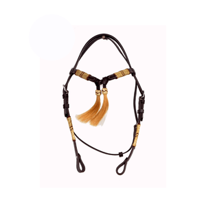 Estern eaeachter rieadstall/riridle ORSE ACK in Brown atatching Natral y raided awawHide eaeath con Natral Air plegable - Product Image 1