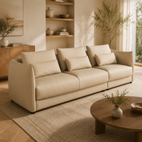 Canapé modulaire en cuir véritable moderne et écologique en forme de L avec sièges larges et rembourrage en éponge pour appartement, hôtel, salon