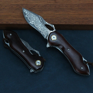 มีดพับใบมีดเหล็กดามัสกัสปลายแหลม ด้ามคาร์บอนไฟเบอร์ ผลิตตามสั่ง OEM ขายส่งใหม่ สำหรับกิจกรรมเอาตัวรอดกลางแจ้ง PRESTIGE BLADES 1 - Product Image 3