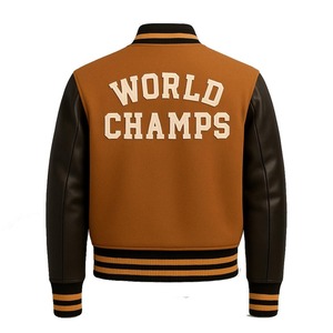 Mens Wool Body Bomber Jacket <b>Genuine</b> Leather Sleeves Coated Camouflage Waterproof Windproof School College Baseball Team Uniform - Product Image 3