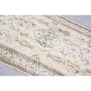 Alfombra turca Vintage Beige-Marrón 5,6X8,9 pies Tejido plano de lana con patrón de retazos para decoraciones de sala de estar Uso de pasillo - Product Image 5