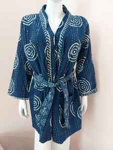 Estilo Vintage Chaquetas Kantha Imprimir Nueva Colección Albornoz de algodón puro Midi Longitud Cintura natural Vestidos casuales al por mayor - Product Image 5