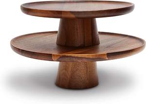 Soporte de pastel de madera de acacia clásico moderno con logotipo personalizado para el hogar y el hotel, restaurantes, bodas y fiestas de cumpleaños, pasteles y postres - Product Image 3