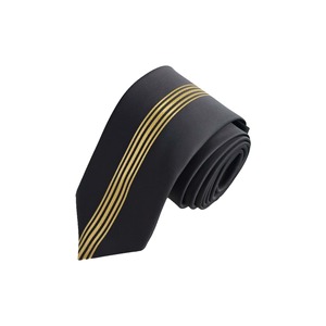 Corbata italiana de corte personalizado a rayas negras y doradas - Product Image 1