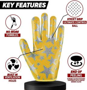 Gants de sport de football américain pour receveur, design optimal, confortables, durables, séchage rapide, gants d'entraînement, logo personnalisé, poignées pour les mains - Product Image 2