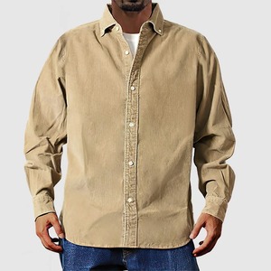 Chemise en twill de coton 100% lavée, couleur verte, manches longues, décontractée pour homme, coupe ajustée élégante, pour le travail au bureau - Product Image 5