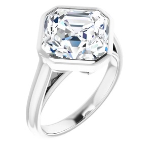 Bague de fiançailles fine en or blanc 14K 18K proposition originale en pierre Moissanite pour mariage ou fête pour petite amie - Product Image 1