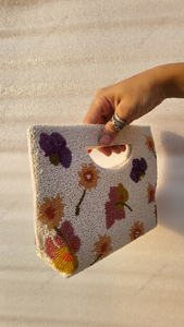 floral beaded tote bag Indian fully handcrafted <b>for</b> women handmade luxury evening party fashion <b>handbag</b> artwork design styles - Product Image 6