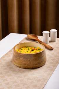 Tazón Redondo para Servir de Madera de Acacia Ecológica con Interior Esmaltado Pintado a Mano, Apto para Lavavajillas y Ligero para la Cena en Casa - Product Image 3