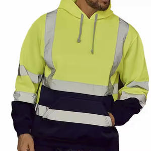 Sweat à capuche de sécurité haute visibilité pour hommes, tricoté et réfléchissant, à manches longues, avec structure avant, pour hommes, vente à chaud - Product Image 2