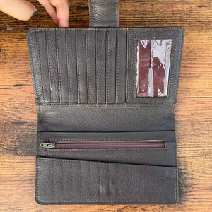 ร้อนขายแกะสลักมือเครื่องมือกระเป๋าสตางค์คลัทช์สไตล์ของแท้หนัง Cowhide กระเป๋าสตางค์ขนหลายใช้กระเป๋าสตางค์หนังตะวันตก - Product Image 4