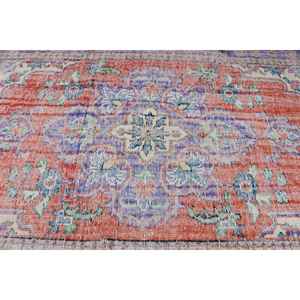 Alfombra Turca Vintage Grande de 5.4x9 pies, Alfombra de Lana Ikat Roja - Product Image 5