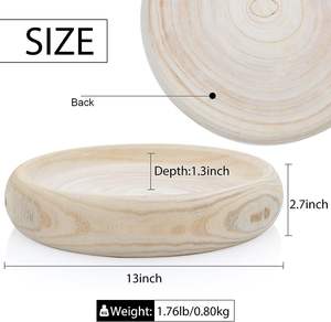 Bol en bois décoratif, bol à pâte en bois de paulownia, bols en bois ronds pour la décoration intérieure, bol en bois fait main rustique - Product Image 2