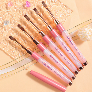 Pincel de <span class=keywords><strong>uñas</strong></span> con logotipo personalizado Rosa ovalado Kolinsky calidad de peluquería para brillo líquido y pinceles de dibujo acrílico a mano - Product Image 3