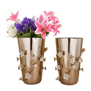 Jarrón de Metal Decorativo con Diseño Moderno de Hoja de Ginkgo Dorada, Centro de Mesa Plateado Pulido, Regalo de Boda, Precio Económico, Venta al Por Mayor - Product Image 2