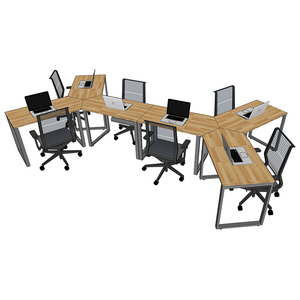 Table à manger minimaliste en bois de caoutchouc et fer à 6 branches pour la maison ou le bureau, assemblage requis - Product Image 4