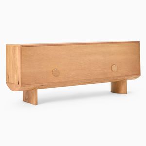 ตู้ไซด์บอร์ดไม้สักแท้สไตล์โมเดิร์นสีไม้ธรรมชาติ 4 บาน สำหรับใช้ภายในห้องครัว ห้องรับประทานอาหาร โรงแรม และห้องนั่งเล่น - Product Image 4