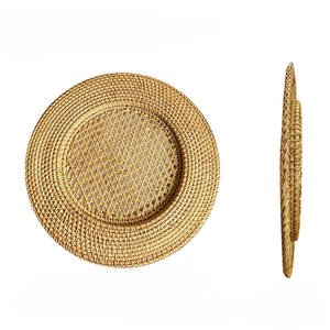 Assiettes de charge tissées en rotin écologique pour décor de table de ferme rustique dîner de mariage napperons naturels ronds - Product Image 1