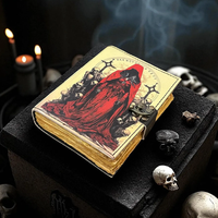 Imprimé Dark horreur Gothique En Cuir Journal Livre des Ombres couverture Rigide Rouge À Capuche Figure Vintage Grimoire Occulte halloween Journal