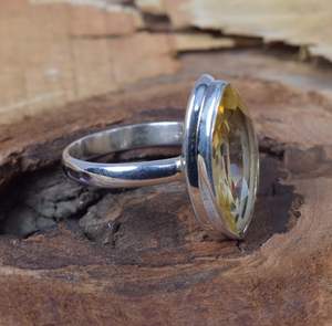 Citrine Sterling Silver Marquise Ring November Birthstone Handmade Boho Gemstone Jewelry Elegant Gift For Women - Product Image 3