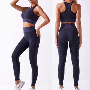 Femmes taille haute Fitness vêtements Gym course Yoga ensemble décontracté respirant Sport Leggings en gros - Product Image 4
