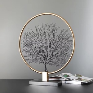 Cadre circulaire doré moderne avec arbre noir Figurine de table Pièce maîtresse pour la décoration intérieure Bureau Affichage Cadeau Art contemporain - Product Image 4