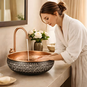Qualité Supérieure, Vente en Gros, Lavabo sur Pied en Cuivre de Luxe, Finition Ultra Brillante, Fait Main, pour Salle de Bain, Maison et Hôtel - Product Image 1