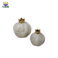 Vase décoratif en céramique de style nordique unique, en marbre, avec couronne dorée, minimaliste, pour fruits et fleurs, décoration d'intérieur, OEM ODM