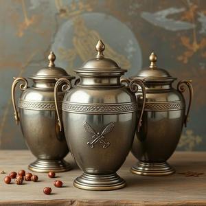 Urne funéraire en métal résistant à la rouille faite à la main Vase commémoratif et funéraire décoratif de haute qualité - Product Image 6