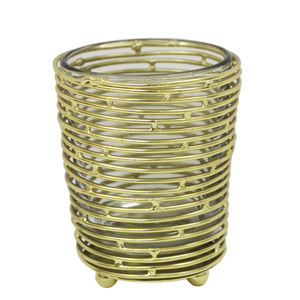 Lot de 3 bougeoirs ronds en verre et fer pour la décoration de la maison et de Noël - Product Image 4